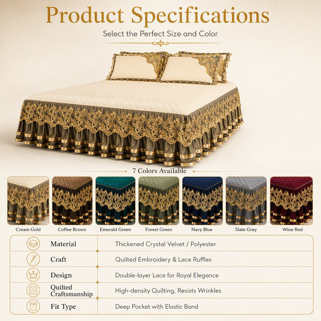 🔥50% OFF!!📢🛏️ Quilted Velvet Bed Skirt with Lace Trim & Non-Slip Design – Add a Soft, Elegant Finish to Your Bed While Helping Hide Under-Bed Storage, A Cosy Bedroom Upgrade Made Easy ✨