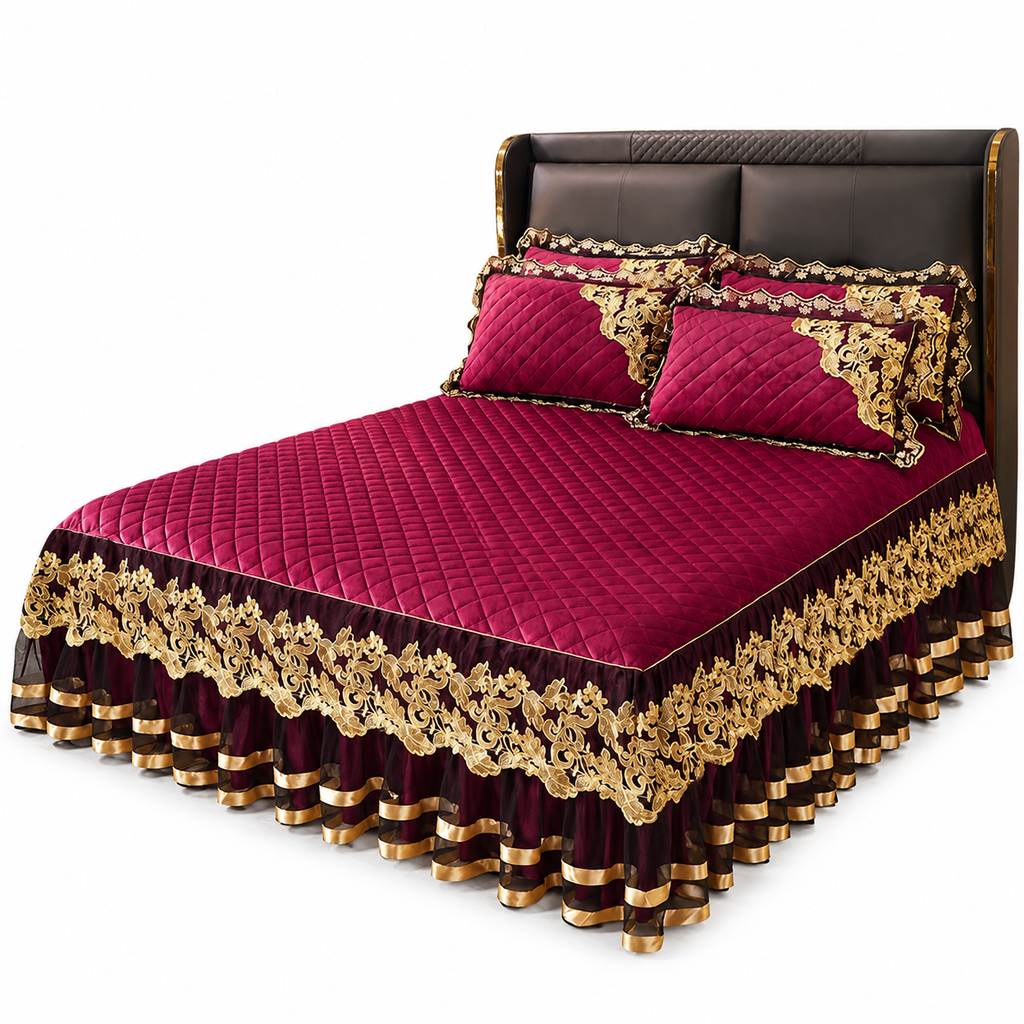 🔥50% OFF!!📢🛏️ Quilted Velvet Bed Skirt with Lace Trim & Non-Slip Design – Add a Soft, Elegant Finish to Your Bed While Helping Hide Under-Bed Storage, A Cosy Bedroom Upgrade Made Easy ✨