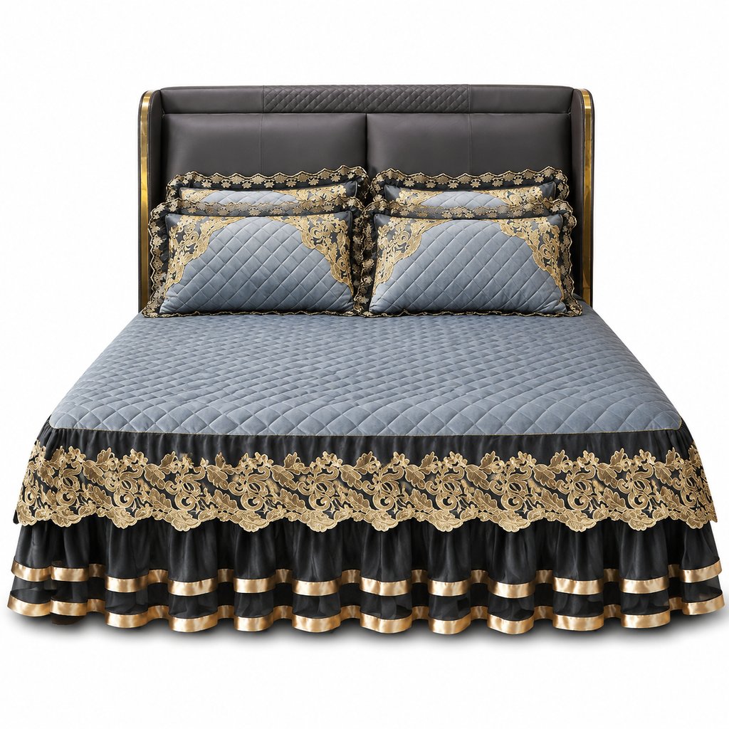 🔥50% OFF!!📢🛏️ Quilted Velvet Bed Skirt with Lace Trim & Non-Slip Design – Add a Soft, Elegant Finish to Your Bed While Helping Hide Under-Bed Storage, A Cosy Bedroom Upgrade Made Easy ✨