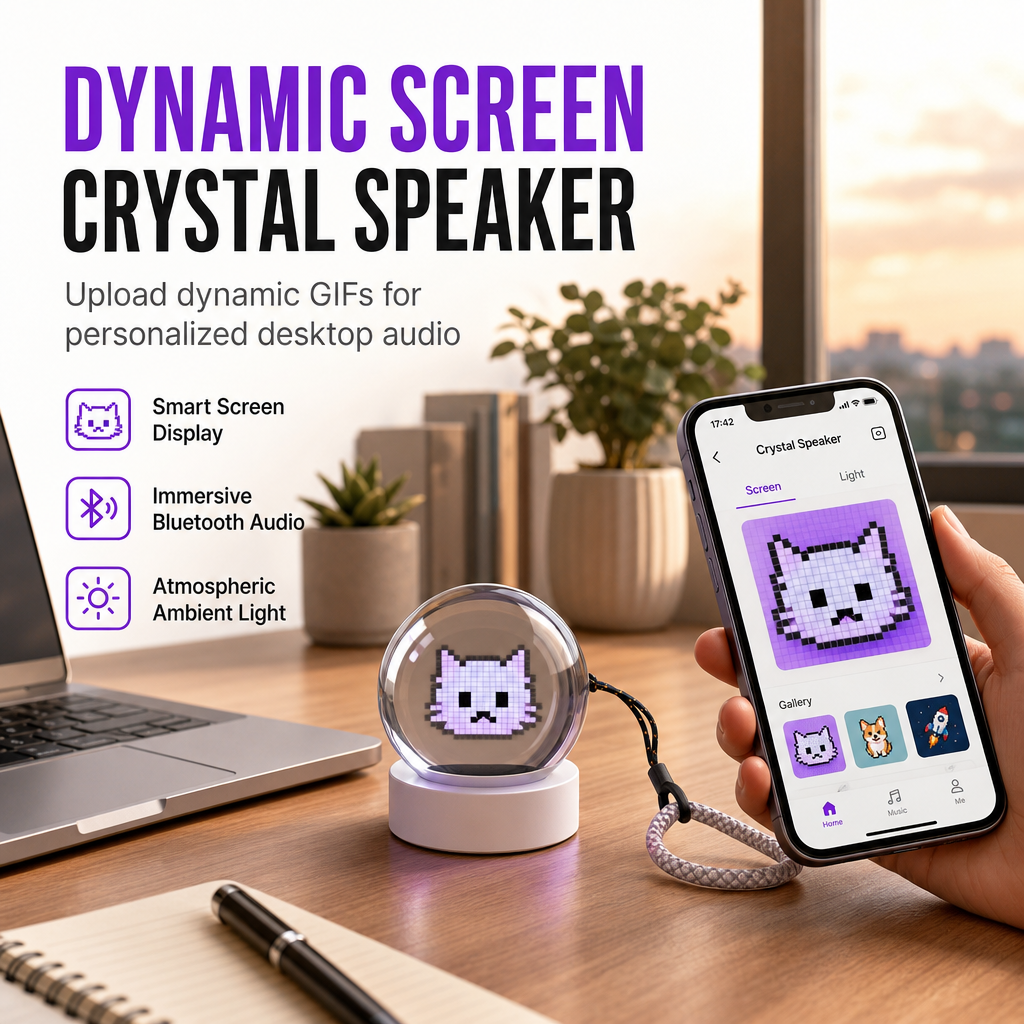 ⏳🔥LIMITED-TIME 50% OFF! Careluxpro Transparent Crystal Ball Bluetooth Speaker with Digital Screen for Video and GIF Playback