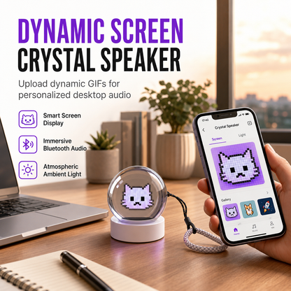 ⏳🔥LIMITED-TIME 50% OFF! Careluxpro Transparent Crystal Ball Bluetooth Speaker with Digital Screen for Video and GIF Playback