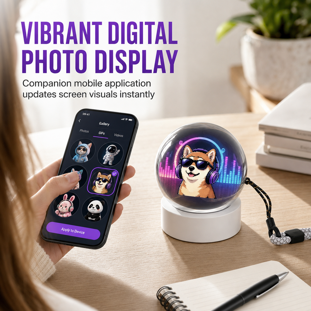 ⏳🔥LIMITED-TIME 50% OFF! Careluxpro Transparent Crystal Ball Bluetooth Speaker with Digital Screen for Video and GIF Playback