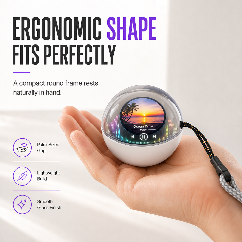 ⏳🔥LIMITED-TIME 50% OFF! Careluxpro Transparent Crystal Ball Bluetooth Speaker with Digital Screen for Video and GIF Playback