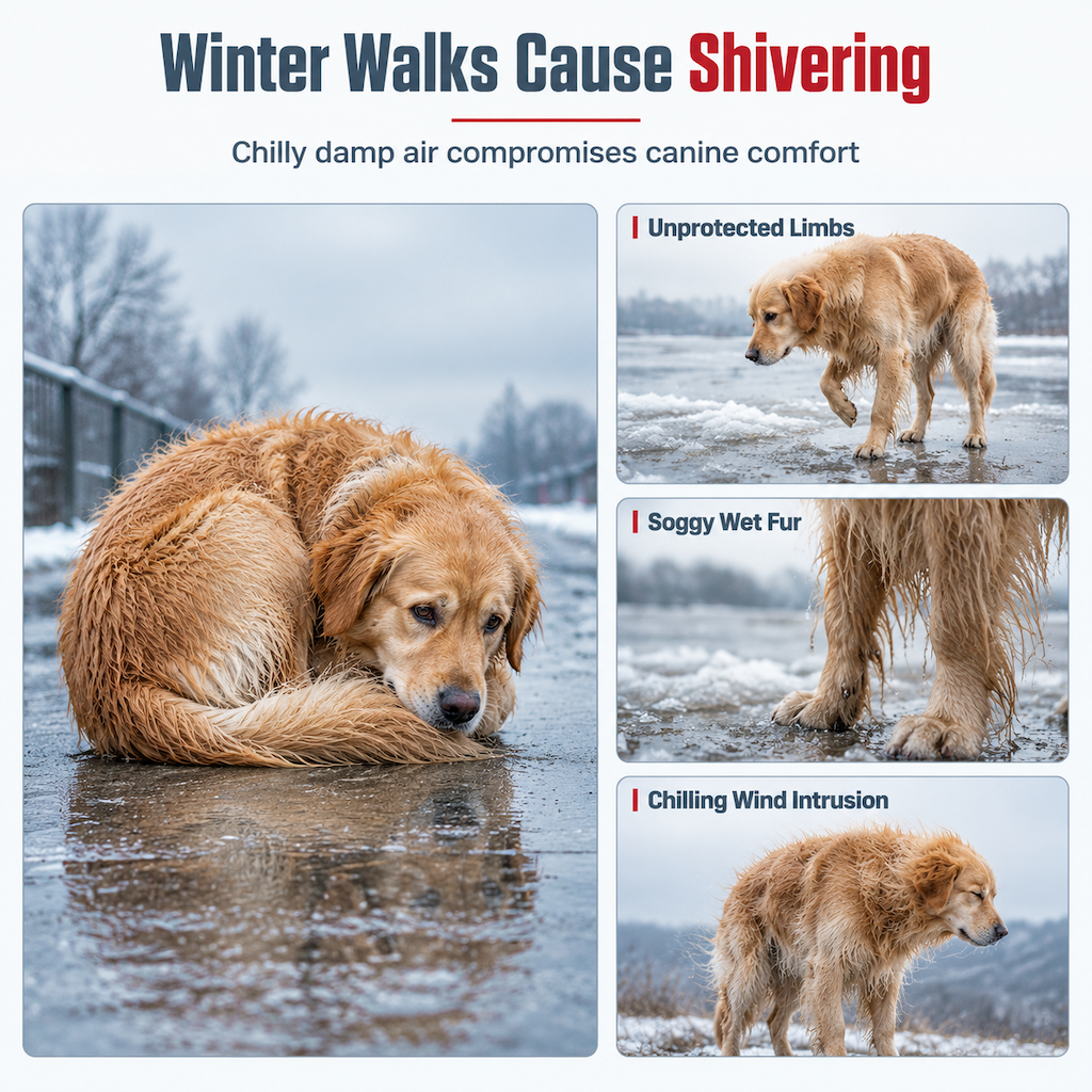 🔥50% OFF!!📢🐕❄️ Waterproof Windproof Winter Dog Coat – Thick Padded Warmth with Adjustable High Collar & Four-Legged Full-Body Jumpsuit, Keep Your Dog Cosy on Cold, Wet Walks 🧥✨
