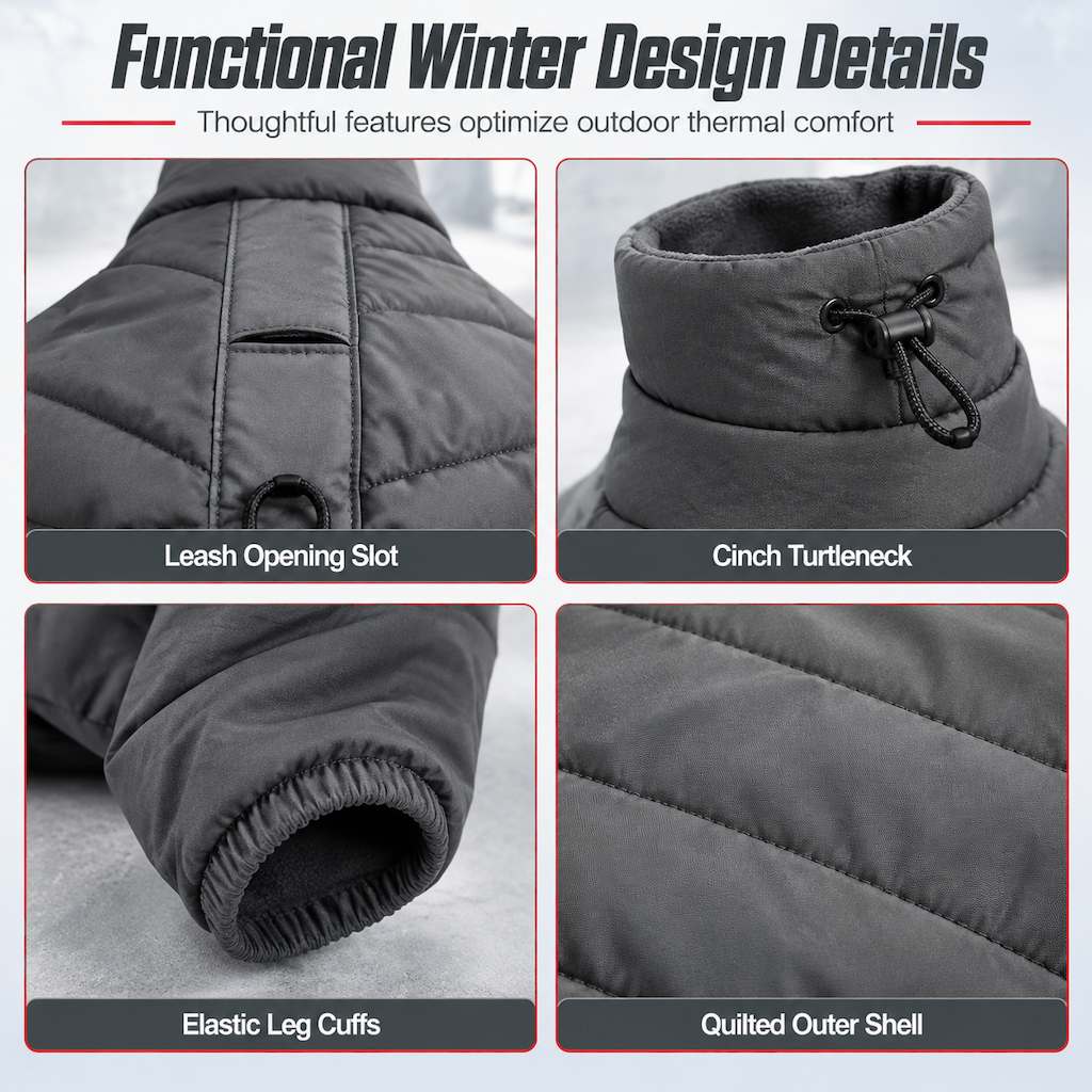 🔥50% OFF!!📢🐕❄️ Waterproof Windproof Winter Dog Coat – Thick Padded Warmth with Adjustable High Collar & Four-Legged Full-Body Jumpsuit, Keep Your Dog Cosy on Cold, Wet Walks 🧥✨