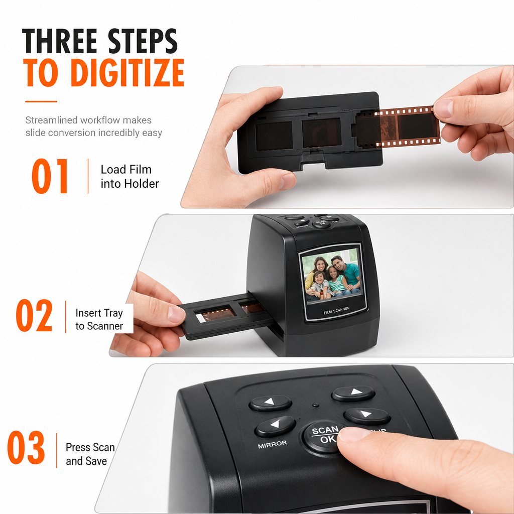 Portable 35mm 135mm Film Scanner with 2.36 Inch LCD Screen for Negatives and Slides