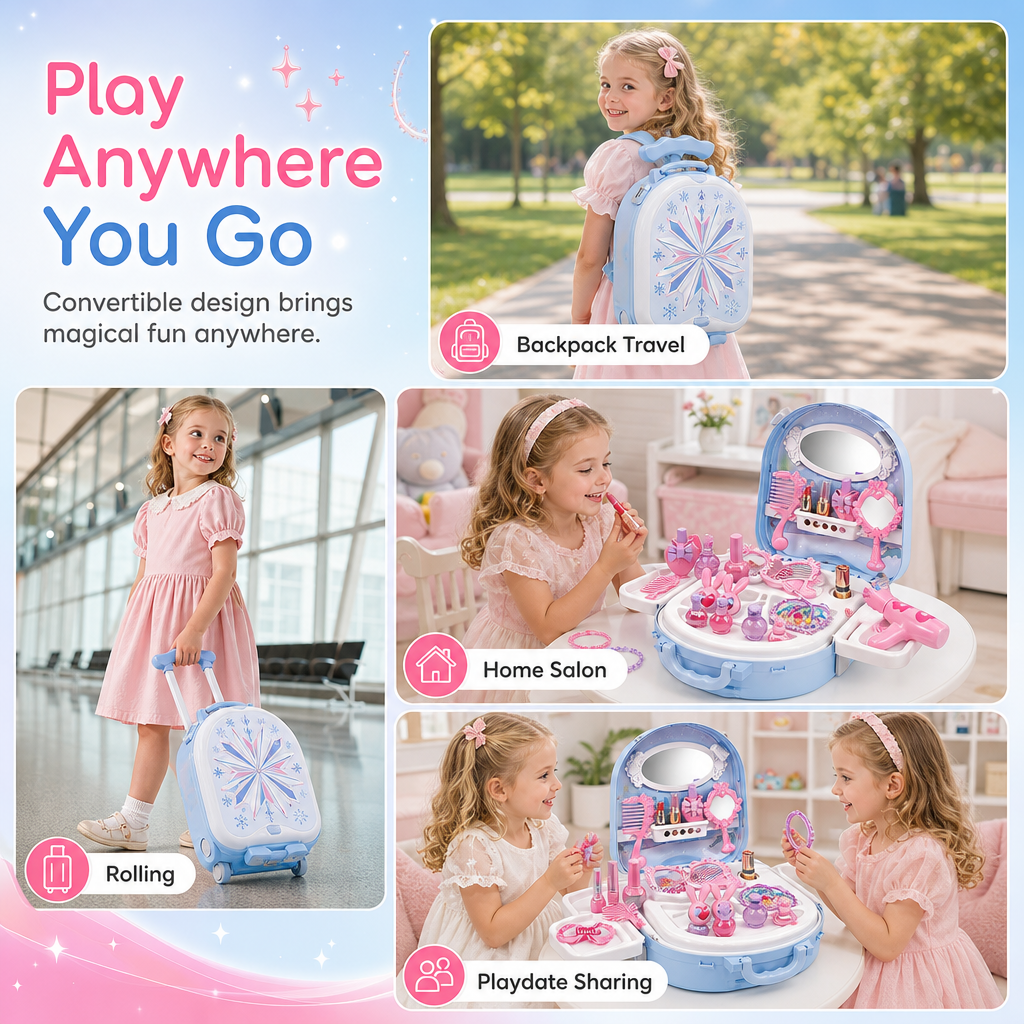 👑💖🎀Girls Vanity Toy Set with Dolls and Beauty Accessories