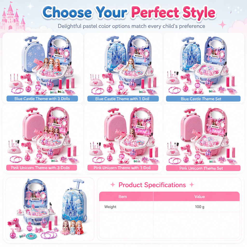 👑💖🎀Girls Vanity Toy Set with Dolls and Beauty Accessories