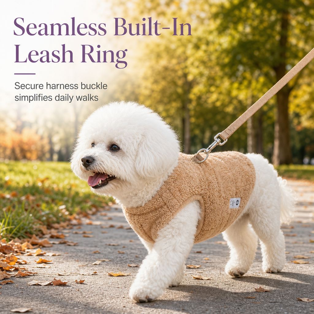📢📢 50% OFF🦮Soft Fleece Pet Coat – Warm & Cozy Winter Jacket with Leash D-Ring for Small Dogs & Cats