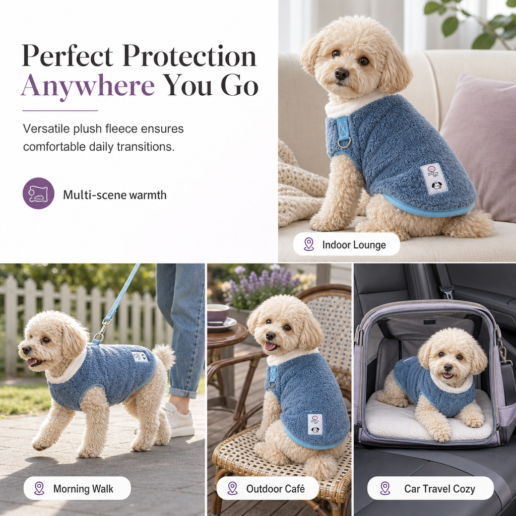 📢📢 50% OFF🦮Soft Fleece Pet Coat – Warm & Cozy Winter Jacket with Leash D-Ring for Small Dogs & Cats