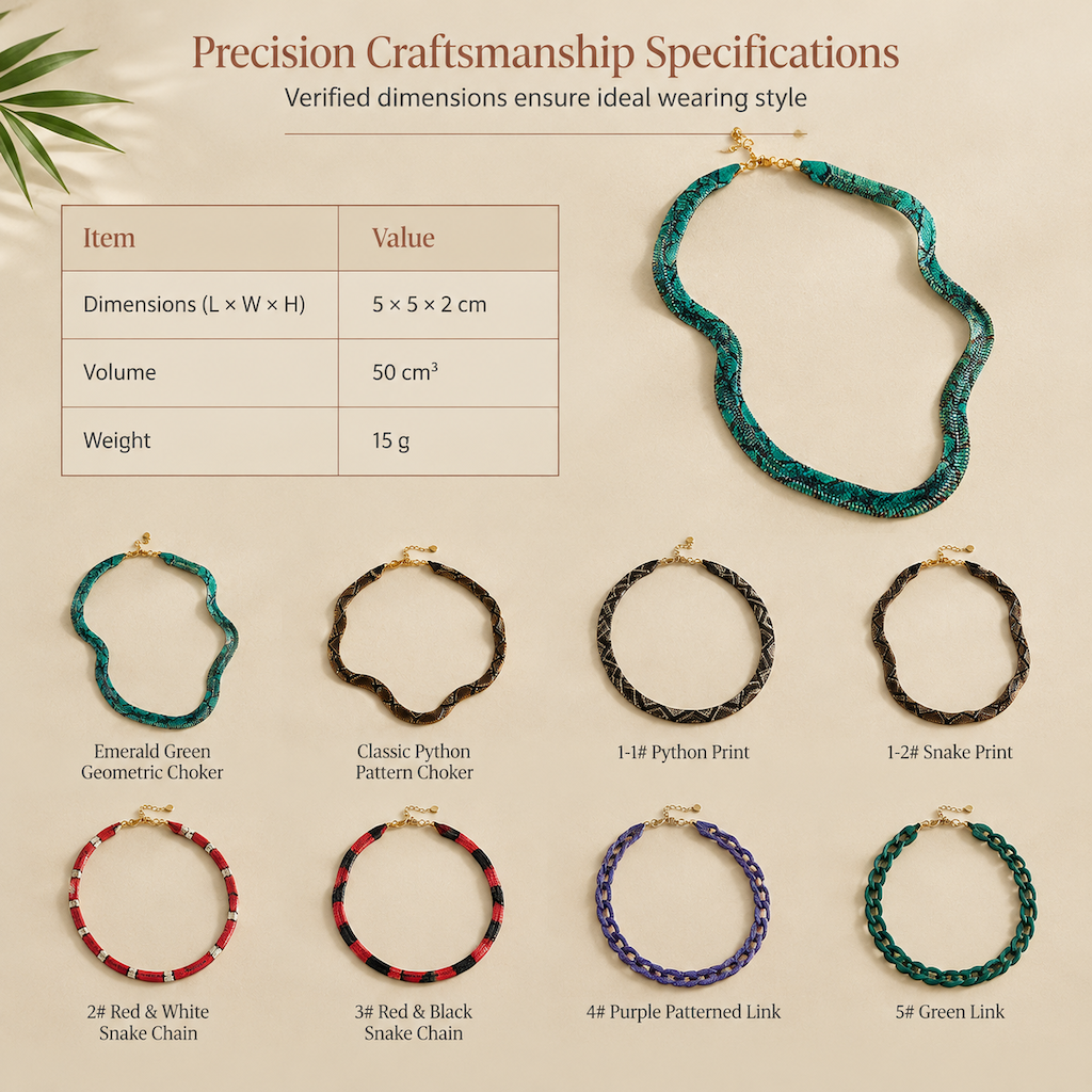 🐍✨Vintage Snake Pattern Geometric Link Bold Statement Clavicle Chain Jewelry