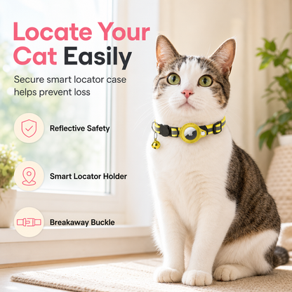 Reflective Cat Collar with Waterproof Smart Pet Tracker Locator