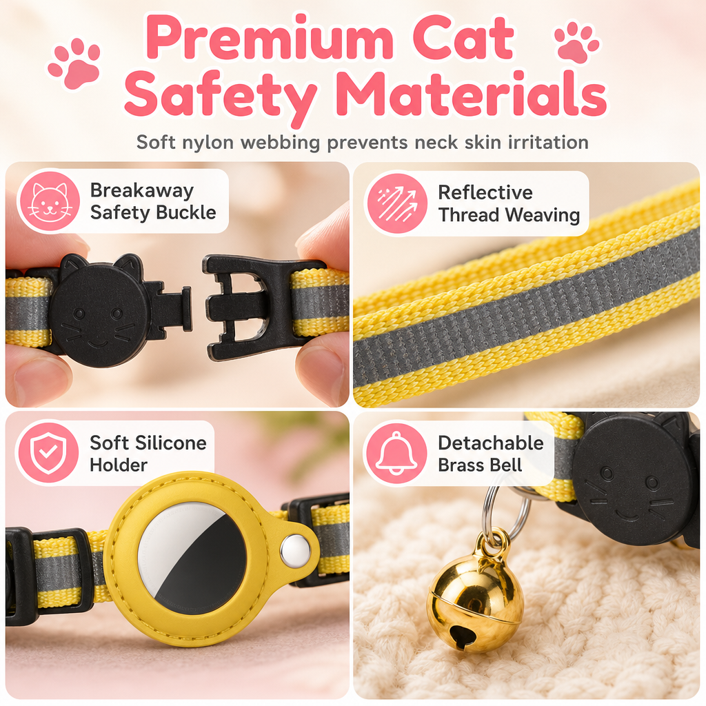 Reflective Cat Collar with Waterproof Smart Pet Tracker Locator