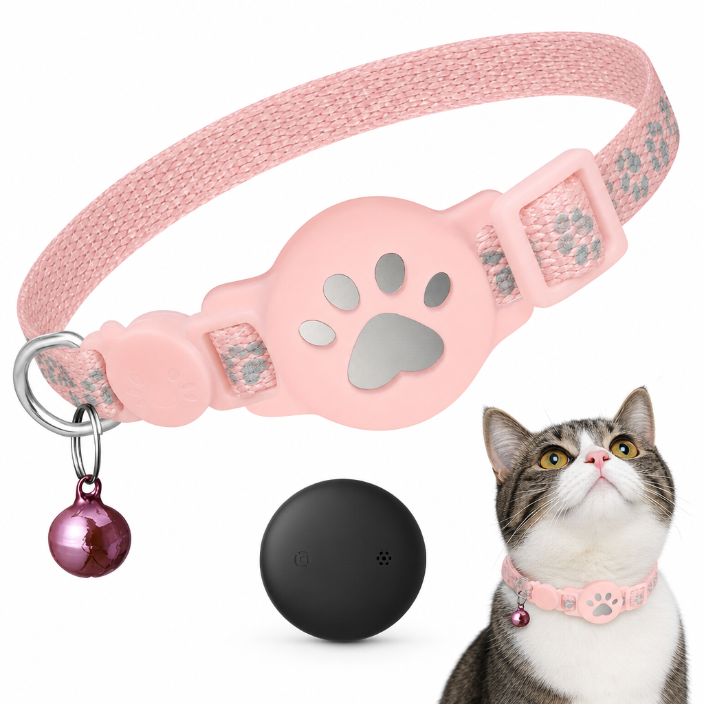 Reflective Cat Collar with Waterproof Smart Pet Tracker Locator