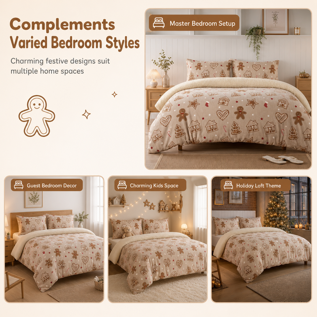 Printed Thick Warm 3-Piece Bedding Set for Autumn and Winter