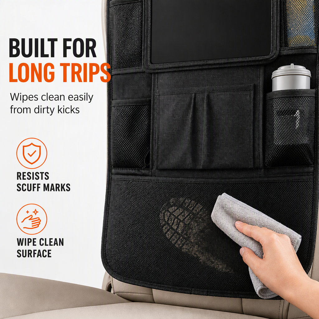 Oxford Cloth Car Seat Back Organizer Storage Bag with Tablet Holder Pocket