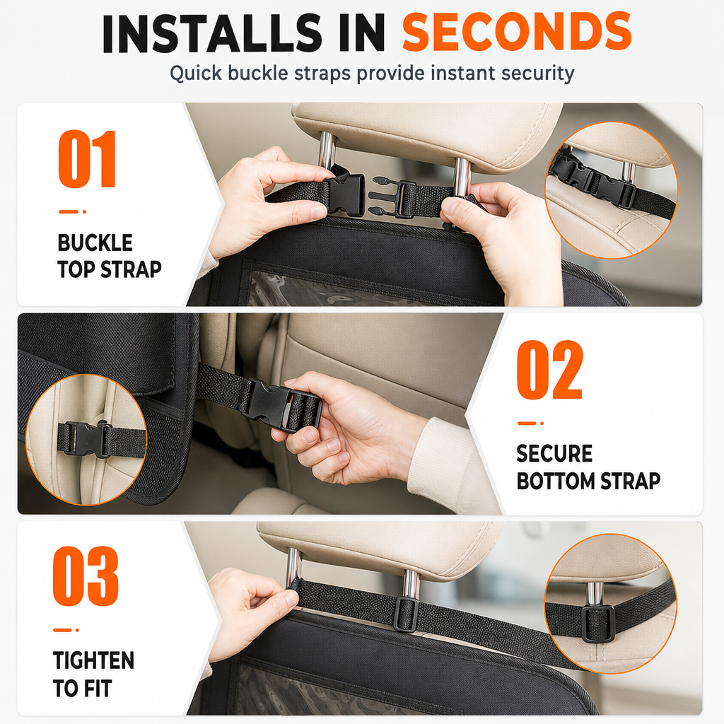 Oxford Cloth Car Seat Back Organizer Storage Bag with Tablet Holder Pocket