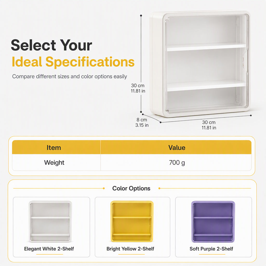 Wall Mounted Clear Action Figure Display Case and Storage Organizer with Two Shelves