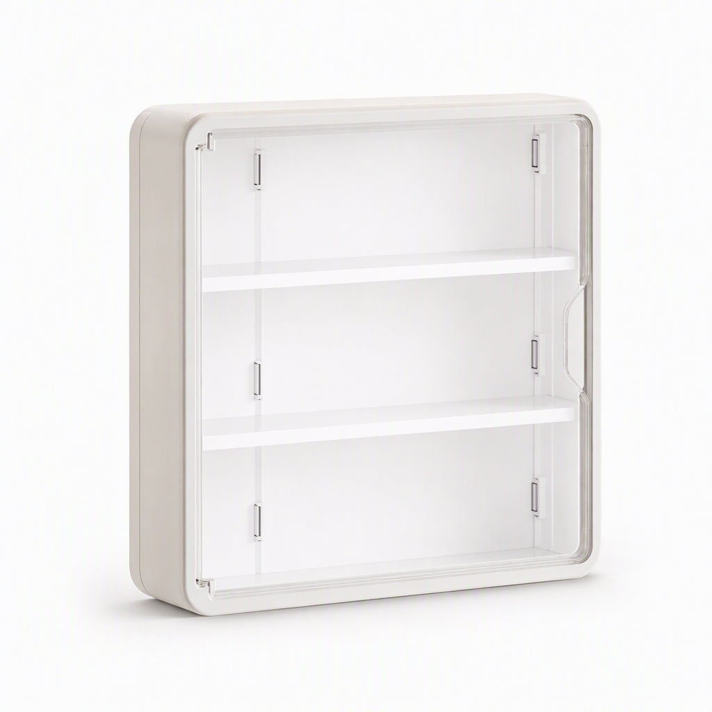 Wall Mounted Clear Action Figure Display Case and Storage Organizer with Two Shelves