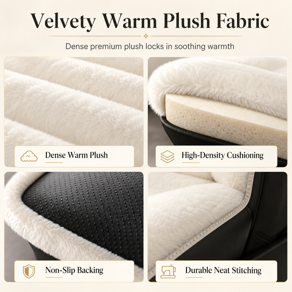 Universal Winter Warm Plush Car Seat Covers Solid Color Comfortable Car Seat Cushion Set