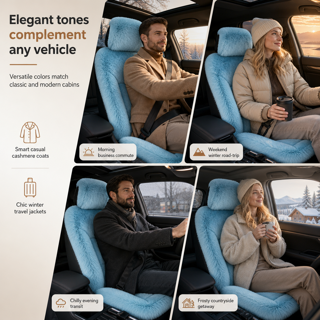 Universal Winter Warm Plush Car Seat Covers Solid Color Comfortable Car Seat Cushion Set