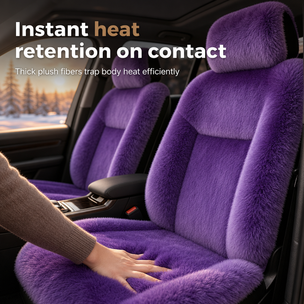 Universal Winter Warm Plush Car Seat Covers Solid Color Comfortable Car Seat Cushion Set
