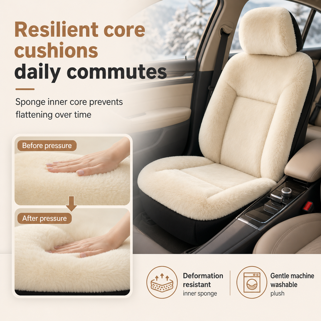 Universal Winter Warm Plush Car Seat Covers Solid Color Comfortable Car Seat Cushion Set