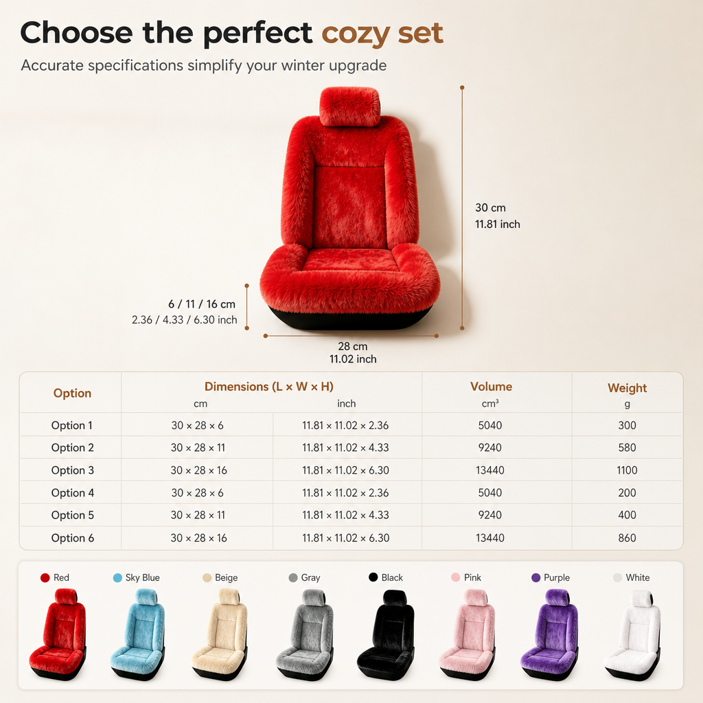 Universal Winter Warm Plush Car Seat Covers Solid Color Comfortable Car Seat Cushion Set