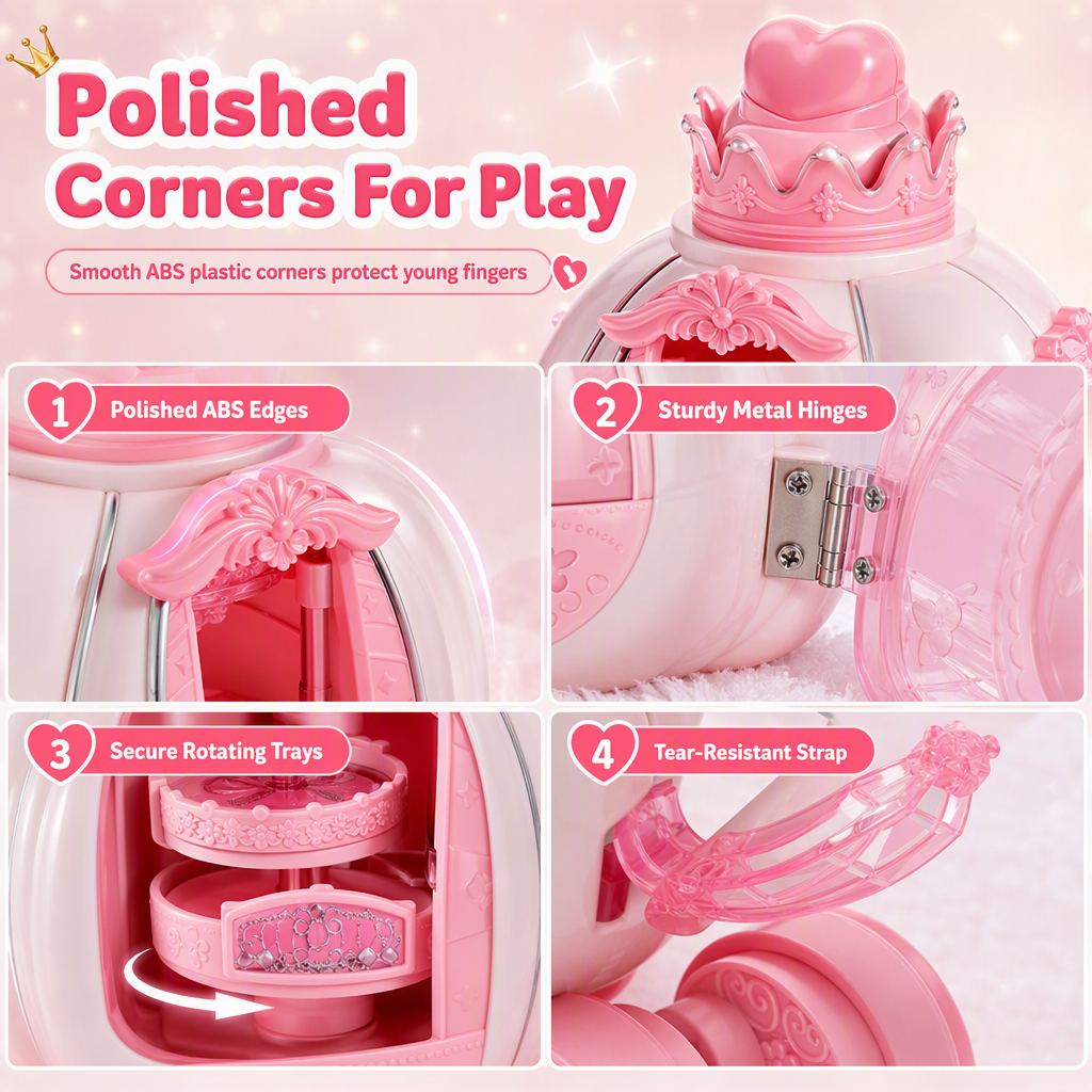 Pink Kids Makeup Kit for Girls Childrens Cosmetics Toy Set with Makeup Box Birthday Gift for Little Princess