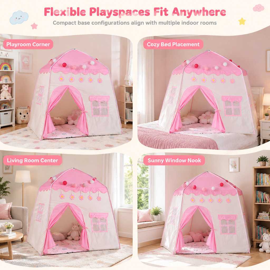 Kids Indoor Play Tent Princess Castle Secret Base Bed Tent Playhouse for Toddlers