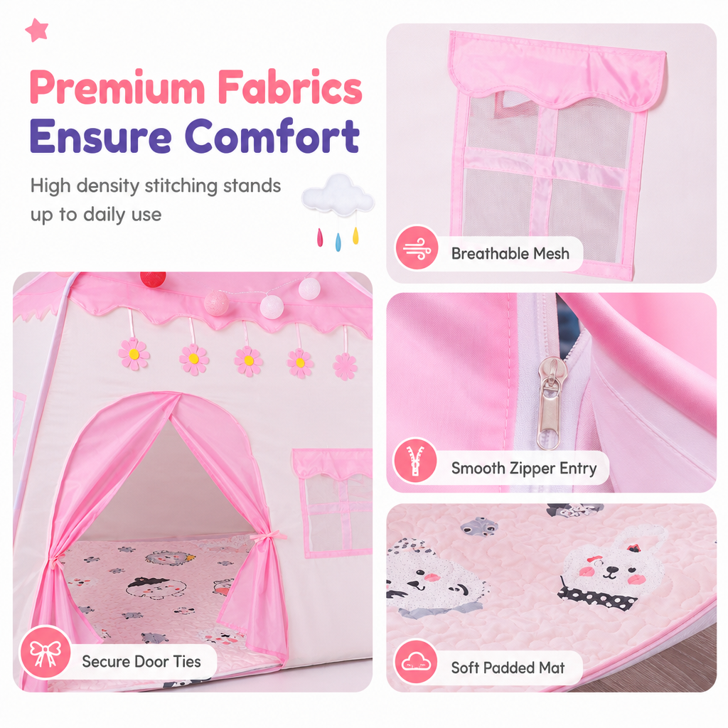 Kids Indoor Play Tent Princess Castle Secret Base Bed Tent Playhouse for Toddlers