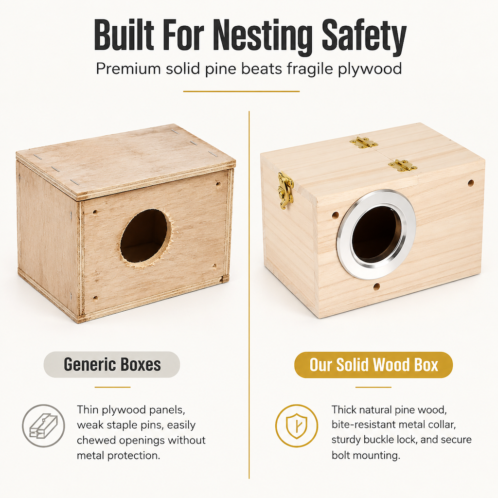 Wooden Bird Nesting Box for Budgies Lovebirds and Small Birds