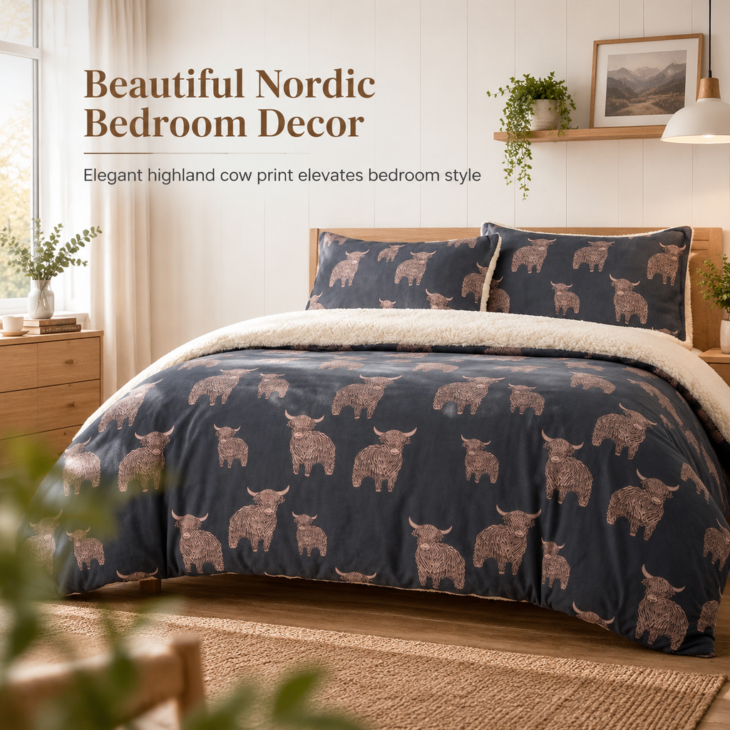 📢📢 50% OFF❄️Cow Print 3-Piece Bedding Set – Soft, Cozy & Warm Bed Set for a Stylish Bedroom