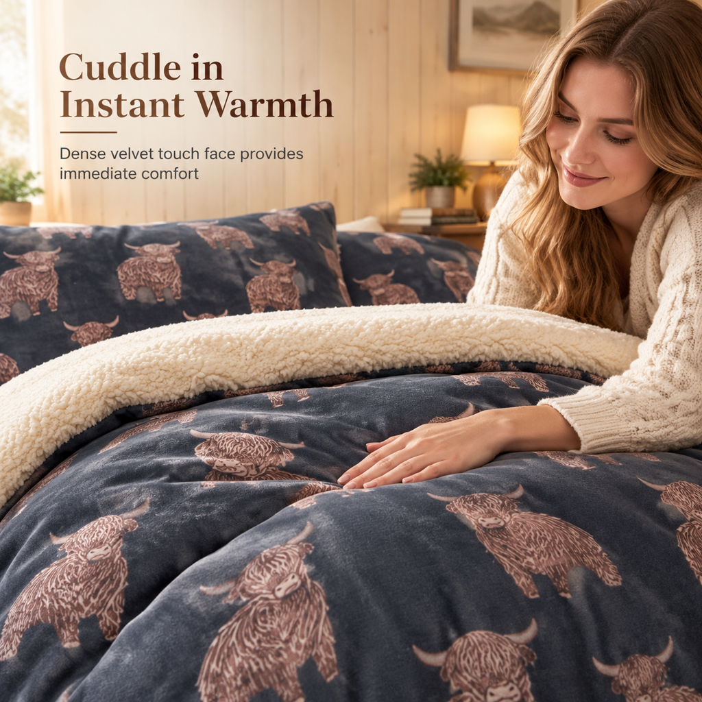 📢📢 50% OFF❄️Cow Print 3-Piece Bedding Set – Soft, Cozy & Warm Bed Set for a Stylish Bedroom