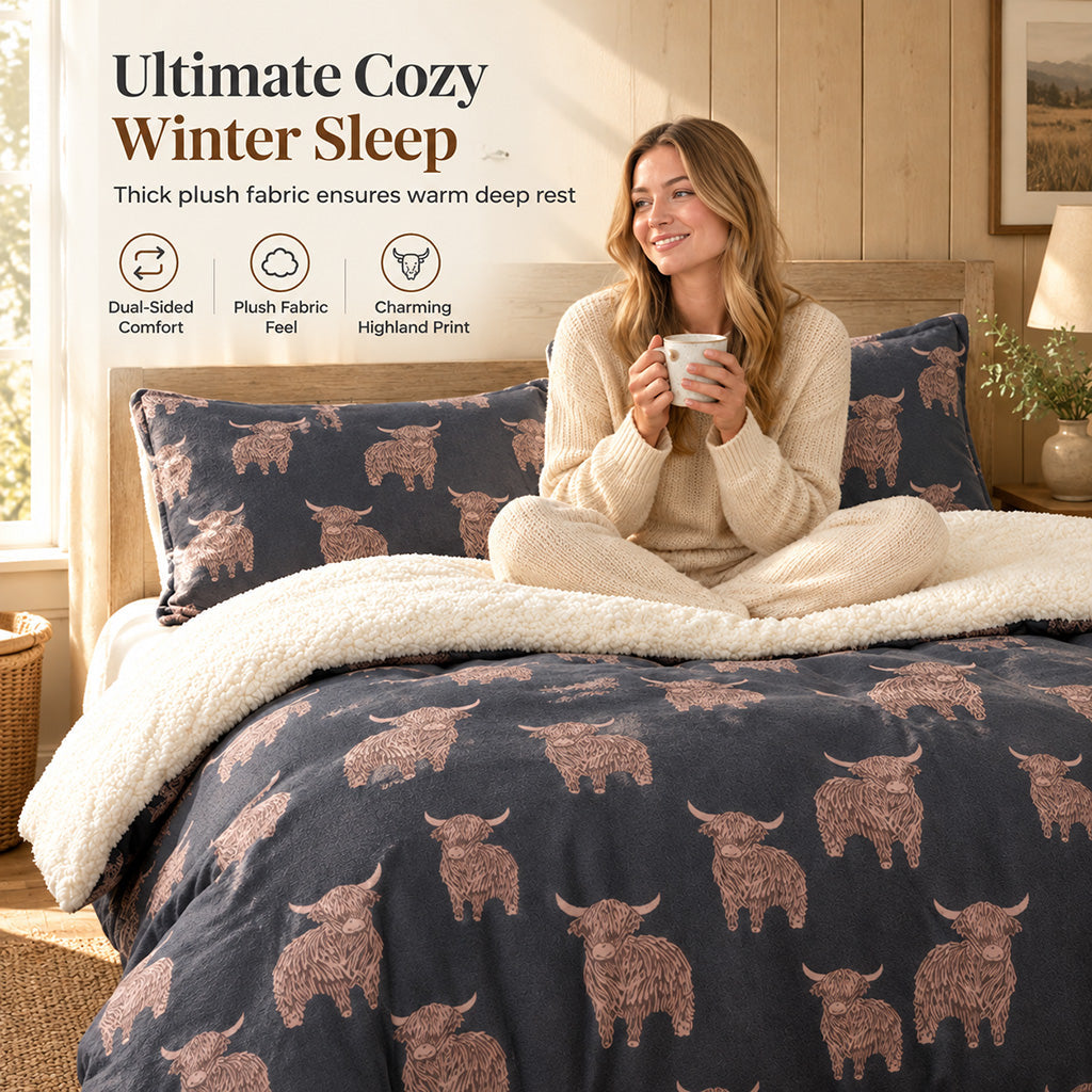 📢📢 50% OFF❄️Cow Print 3-Piece Bedding Set – Soft, Cozy & Warm Bed Set for a Stylish Bedroom