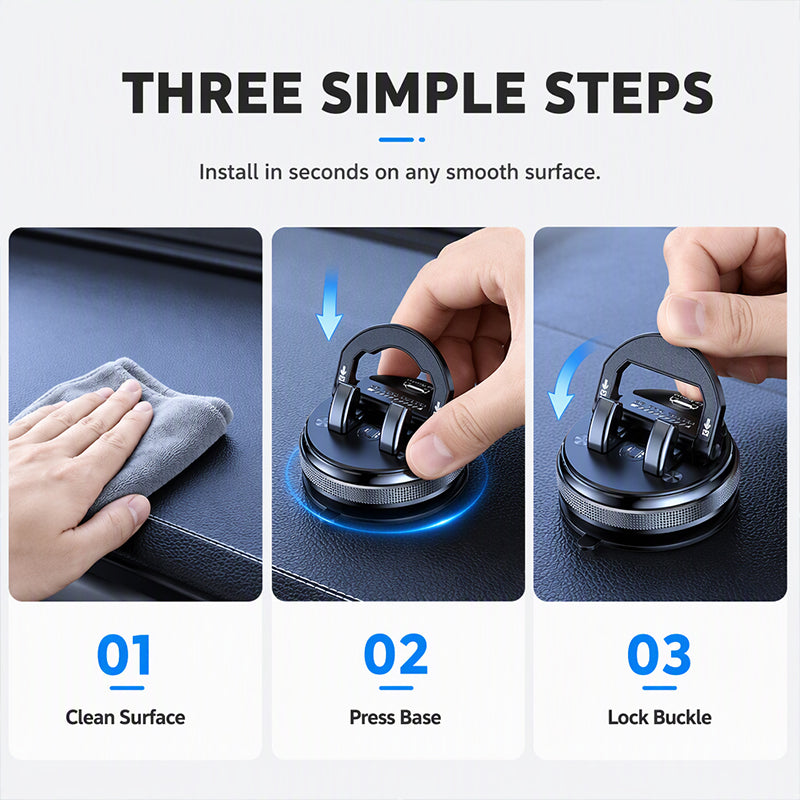 Foldable Rotatable Car Phone Mount with Sticky Vacuum Suction Cup for Dashboard