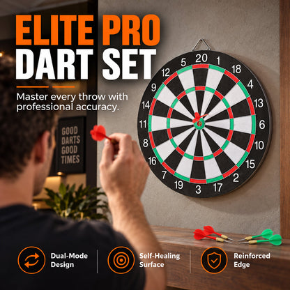 Double-Sided Dart Board with Steel Tip Darts