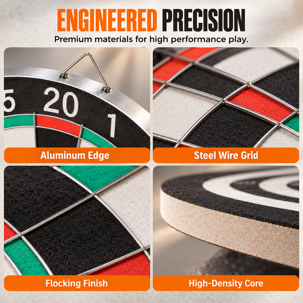 Double-Sided Dart Board with Steel Tip Darts