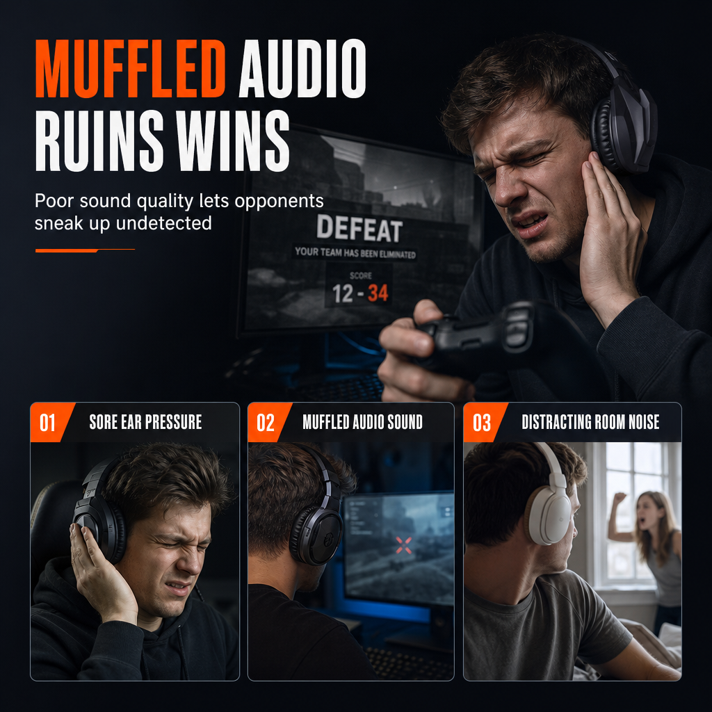 Over-Ear Gaming Headset with Microphone for PC and Console