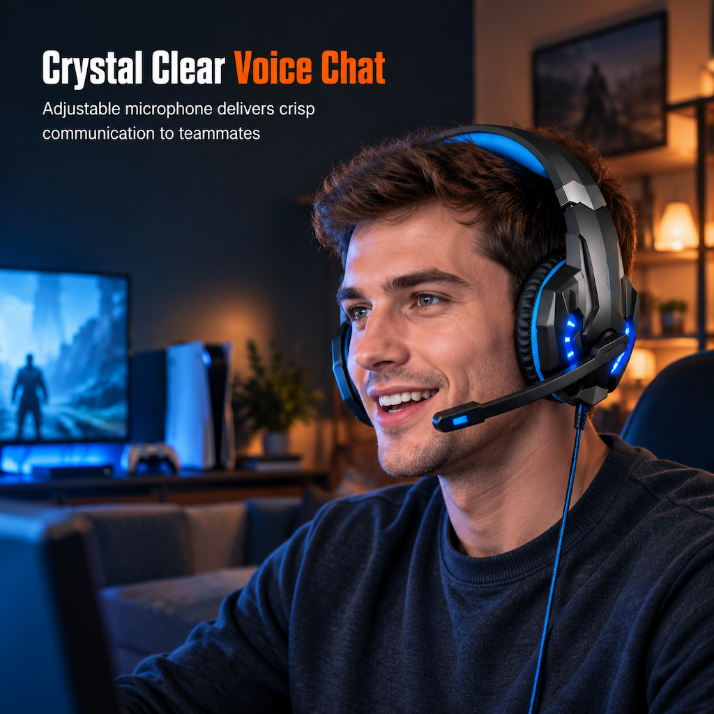 Over-Ear Gaming Headset with Microphone for PC and Console