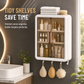 📢📢50% OFF !! ⏰Wall Mounted Dustproof Cosmetics Storage Box Punch Free Bathroom Skincare Organizer Cabinet with Hooks