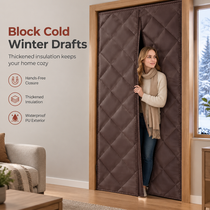 Thickened Magnetic Thermal Insulated Door Curtain Windproof and Soundproof Oxford Cloth Cotton Door Screen for Winter
