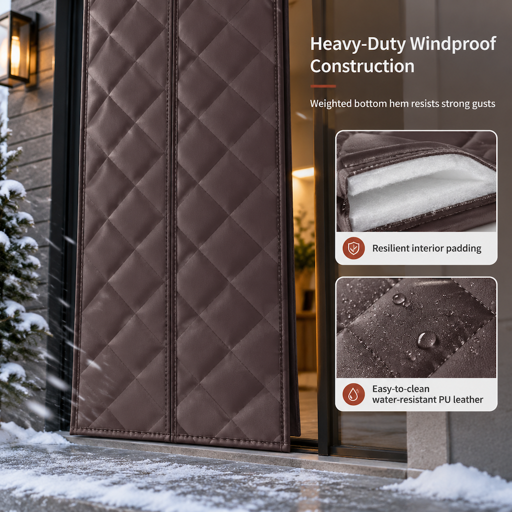 Thickened Magnetic Thermal Insulated Door Curtain Windproof and Soundproof Oxford Cloth Cotton Door Screen for Winter