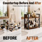 🧺 2-Tier Countertop Organiser: Wood & Iron, Space-Saving, Kitchen & Bathroom Storage