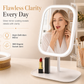 Portable Folding Desktop Makeup Mirror with LED Light Compact Vanity Mirror for Dormitory