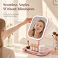 Portable Folding Desktop Makeup Mirror with LED Light Compact Vanity Mirror for Dormitory
