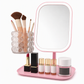 Portable Folding Desktop Makeup Mirror with LED Light Compact Vanity Mirror for Dormitory