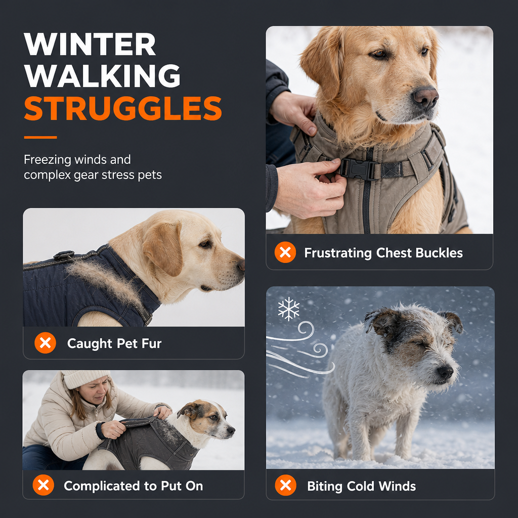 Reflective Padded Dog Winter Vest with Leash Attachment