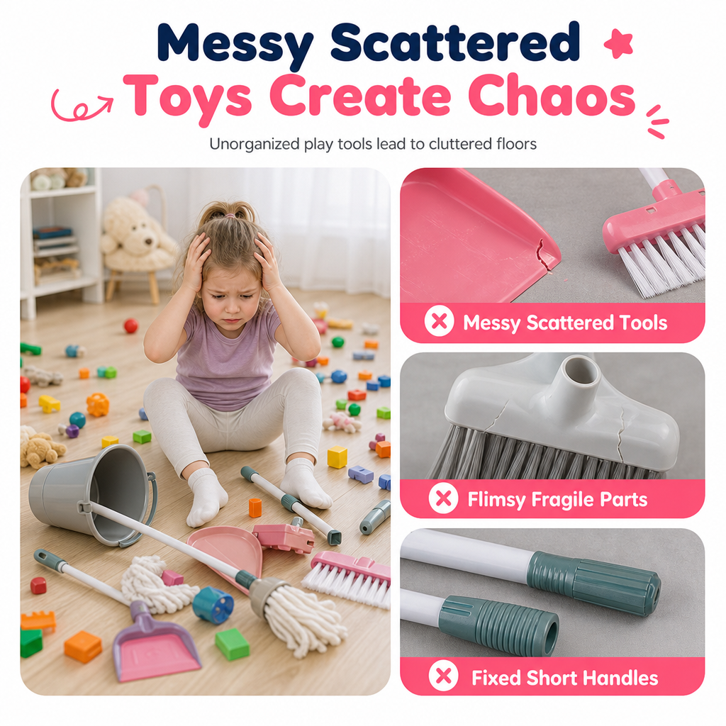 🔥New Arrival!!!🧹👧 Kids Cleaning Toy Set with Trolley, Mop, Broom & Bucket – Let Little Helpers Join In the Fun ✨