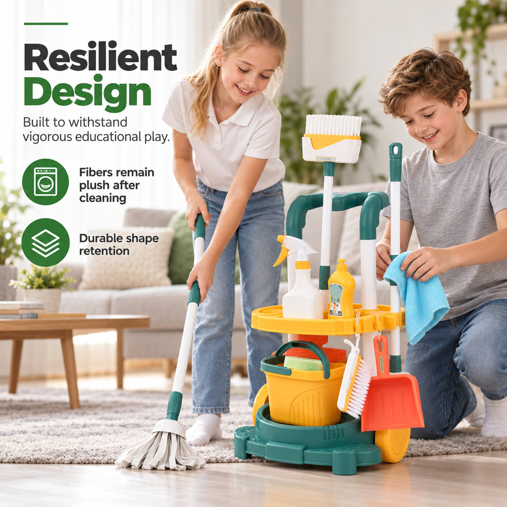 🔥New Arrival!!!🧹👧 Kids Cleaning Toy Set with Trolley, Mop, Broom & Bucket – Let Little Helpers Join In the Fun ✨
